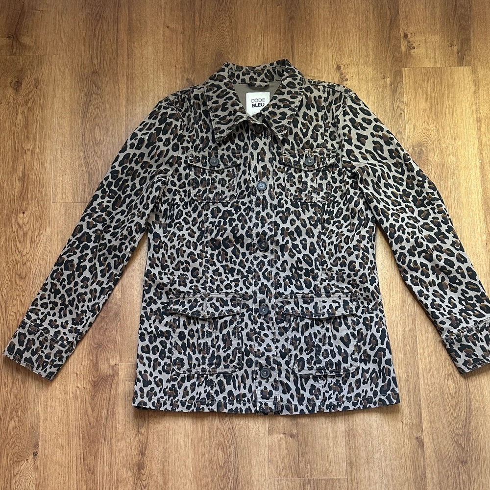 Code Blue Women’s Cotton Canvas Leopard Print Utility Jacket‎